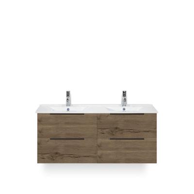 Seville Badmeubelset 120 cm - 4 laden Tabacco Edge greep - Wastafel Enjoy Dubbel