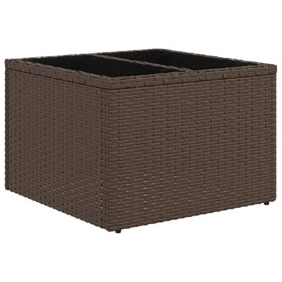 11-delige Loungeset met kussens poly rattan bruin - thumbnail
