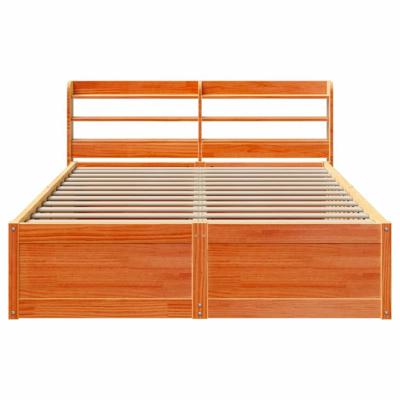 Bedframe met hoofdbord massief grenenhout wasbruin 140x190 cm Bedframe met hoofdbord massief grenenhout wasbruin 140x190 cm
