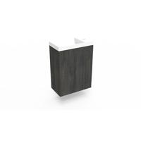 Fonteinkast Dark Oak Arcqua Luna 40x55x28 cm Incl. Fontein Mat Wit Zonder Overloop Arcqua - thumbnail