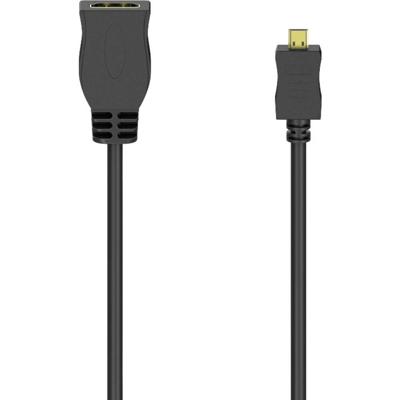 Hama HDMI-kabeladapter, type D (Micro) - type A koppeling, ethernet, verguld HDMI kabel Zwart Hama HDMI-kabeladapter, type D (Micro) - type A koppeling, ethernet, verguld HDMI kabel Zwart