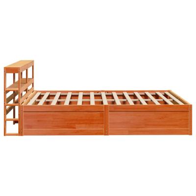 Bedframe met hoofdbord massief grenenhout wasbruin 120x190 cm
