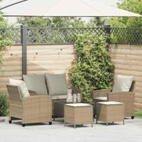 6-delige Loungeset met kussens poly rattan beige - thumbnail