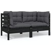 9-delige Loungeset met antracietkleurige kussens grenenhout - thumbnail