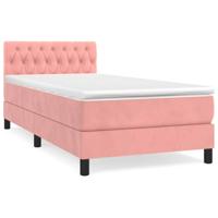 Boxspring met matras fluweel roze 100x200 cm - thumbnail