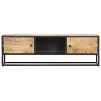 Tv-meubel met bewerkte deur 130x30x40 cm ruw mangohout - thumbnail