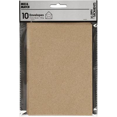 Creativ Company Enveloppen, afmeting envelop 11,5x16 cm, 110 gr, naturel, 10 stuk/ 1 doos