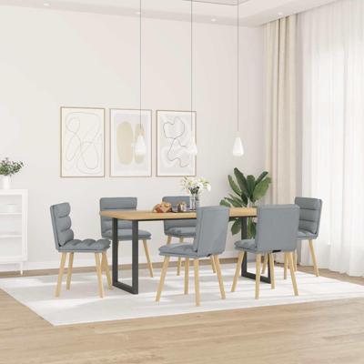 Eetkamerstoelen 6 st stof lichtgrijs
