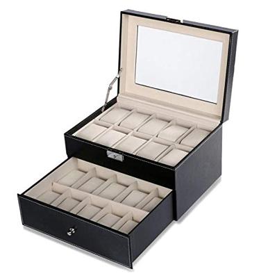 Aretica Horlogebox Luxe met 6 horloge compartimenten zwart Aretica Horlogebox Luxe met 6 horloge compartimenten zwart