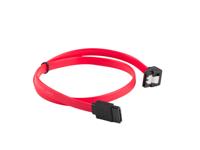 Lanberg CA-SASA-13CU-0050-R Sata Data III stekker (7pol) naar Sata III met schuine bus (7-pin) kabel met metalen klemmen, 50 cm rood - thumbnail