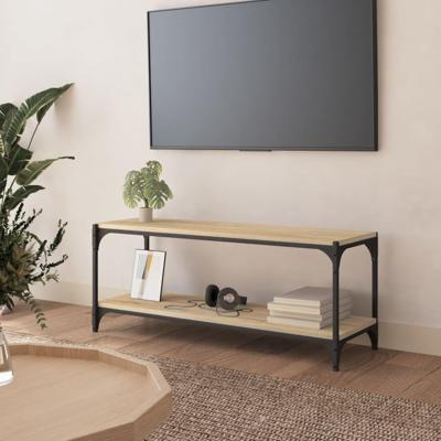 Tv-meubel 100x33x41 cm bewerkt hout en staal sonoma eikenkleur Tv-meubel 100x33x41 cm bewerkt hout en staal sonoma eikenkleur