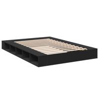 Bedframe bewerkt hout zwart 140x200 cm - thumbnail