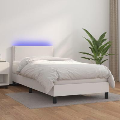 Boxspring met matras en LED kunstleer wit 100x200 cm