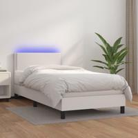 Boxspring met matras en LED kunstleer wit 100x200 cm - thumbnail