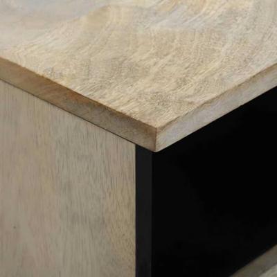 Nachtkastje Wit en zwart 40 x 33 x 46 cm massief mangohout