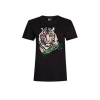 Pinned by K T-shirt Rebel Tiger met printopdruk zwart - thumbnail