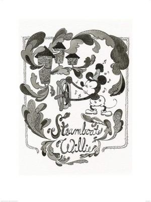 Kunstdruk Mickey Mouse - Steamboat Willie Steam 60x80cm