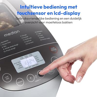 Broodmachine - MEDION - 50076798 - 950 W - 19 programma's - Hublot - Wit