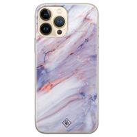 iPhone 13 Pro Max siliconen hoesje - Marmer paars - thumbnail