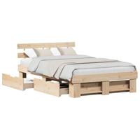 Bedframe met hoofdeinde Bruin 140 x 190 cm Massief grenenhout - thumbnail