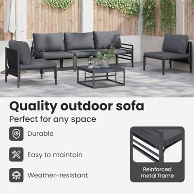 Tuinbankenset met kussen 5 pcs Zwart Staal