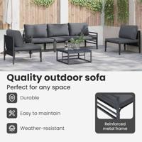 Tuinbankenset met kussen 5 pcs Zwart Staal - thumbnail