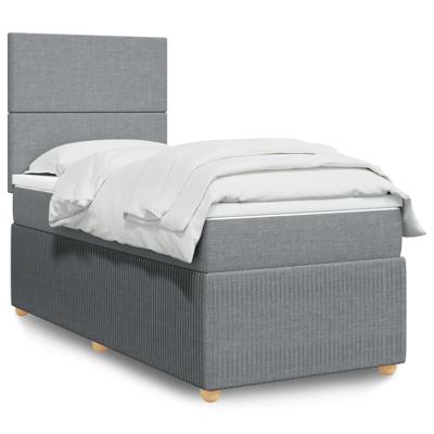 Boxspring met matras stof lichtgrijs 140x190 cm