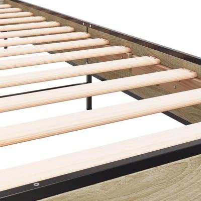 Bedframe bewerkt hout metaal sonoma eikenkleurig 200x200 cm - thumbnail