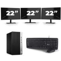 HP ProDesk 600 G3 Micro Tower - Intel Core i5-6e Generatie - 8GB RAM - 256GB SSD - Windows 11 + 3x 22 inch Monitor - thumbnail