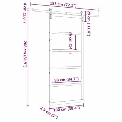 Schuifdeur Bruin 100 x 208 cm Massief grenenhout