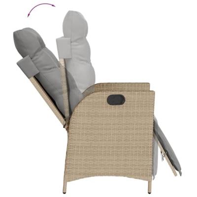 Tuinstoelen 2 st verstelbaar voetensteun poly rattan beige mix - thumbnail