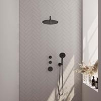 Inbouw Regendouche Set Brauer Black Edition Gebogen Wanduitloop Ronde Hoofddouche 30 cm Met Twee Stopkranen en Handdouche 3 Standen Mat Zwart Brauer - thumbnail