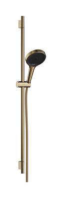 Hansgrohe Rainfinity doucheset 130 3jet EcoSmart met glijstang S Puro 90 cm, push-schuifstuk en Designflex textiel doucheslang 160 cm, Polished Gold Optic