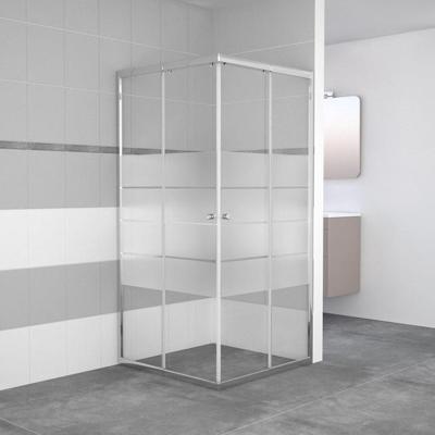 GO by Van Marcke Avis douchecabine 90x90x185cm vierkant 2 schuifdeuren 4mm helder veiligheidsglas met matte stroken aluminium verchroomd 114420 GO by Van Marcke Avis douchecabine 90x90x185cm vierkant 2 schuifdeuren 4mm helder veiligheidsglas met matte stroken aluminium verchroomd 114420