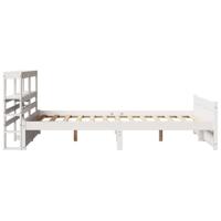 Bedframe met hoofdbord massief grenenhout wit 150x200 cm - thumbnail