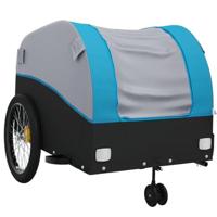 Fietstrailer 45 kg ijzer zwart en blauw - thumbnail