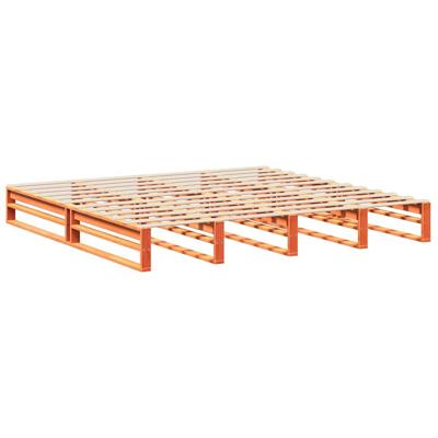 Bedframe zonder matras massief grenenhout wasbruin 200x200 cm