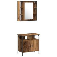 Badkamermeubelset 3 pcs Bruin 60 x 30 x 60 cm Bewerkt hout - thumbnail