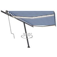 Luifel automatisch met LED en windsensor 500x300 cm blauw wit - thumbnail