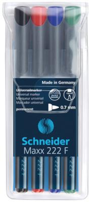 Schneider permanent marker Maxx 222, etui van 4 stuks in geassorteerde kleuren