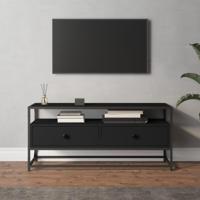 Tv-meubel 100x35x45 cm bewerkt hout zwart - thumbnail