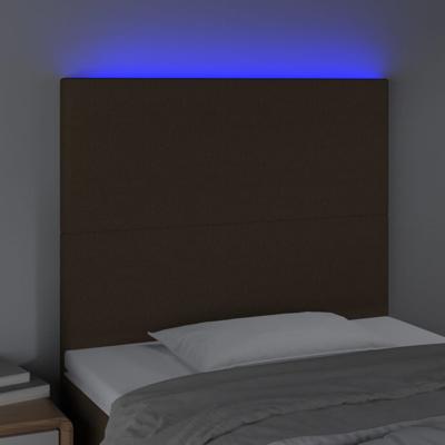 Hoofdbord LED 90x5x118/128 cm stof donkerbruin - thumbnail