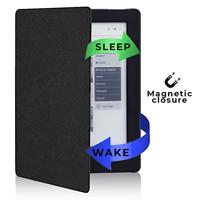 Lunso - Kobo Aura H2o edition 1 hoes (6.8 inch) - Vegan Saffiano Leren sleep cover - Zwart - thumbnail