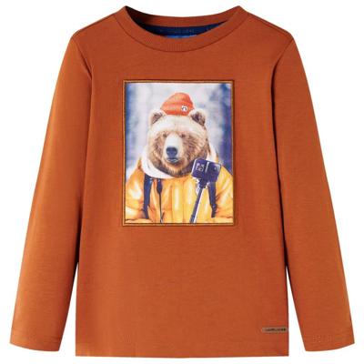 Kindershirt met lange mouwen berenprint 140 oranjebruin Kindershirt met lange mouwen berenprint 140 oranjebruin
