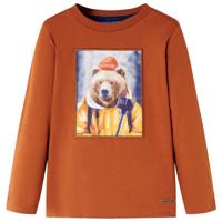 Kindershirt met lange mouwen berenprint 140 oranjebruin - thumbnail