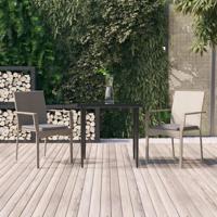 3-delige Tuinset met kussens poly rattan zwart en grijs - thumbnail