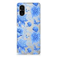 TPU Case voor Sony Xperia 5 V Flowers Blue - thumbnail