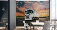Fotobehang - Vrachtwagen met prachtige achtergrond, Truck, 11 maten, inclusief behanglijm - thumbnail