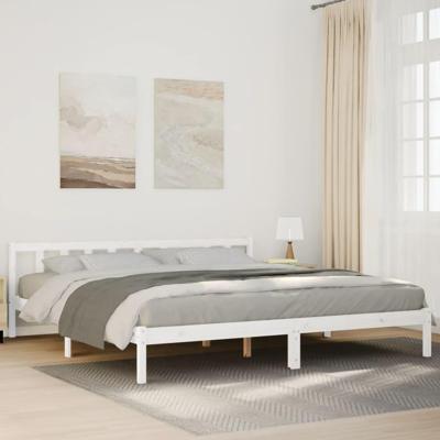 Bedframe extra lang zonder matras grenenhout wit 180x220 cm Bedframe extra lang zonder matras grenenhout wit 180x220 cm