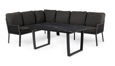 Liv lounge dining set links black met dining tafel marble black 150 x 90 cm Tierra Outdoor - Tierra outdoor Liv lounge dining set links black met dining tafel marble black 150 x 90 cm Tierra Outdoor - Tierra outdoor